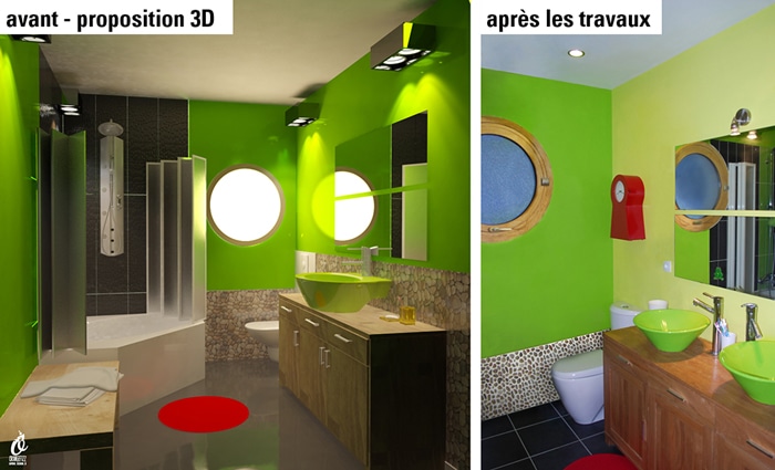 Aménagement de salle de bain avant/après © OrangeFizz
